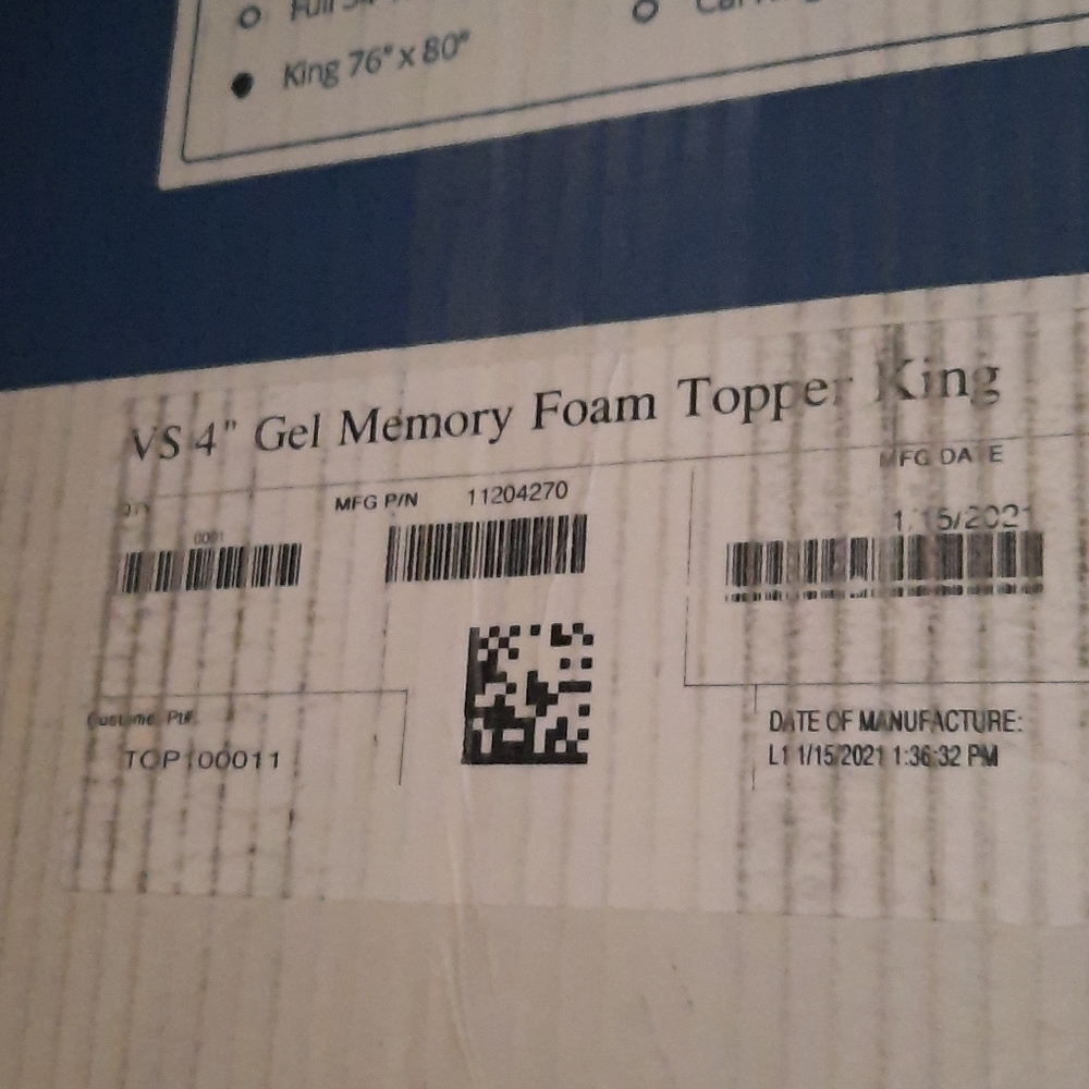 Mattress topper 4"
